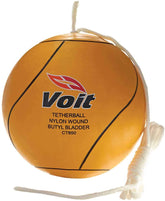A bright yellow ball connected to a sturdy rope, ideal for games or exercise.